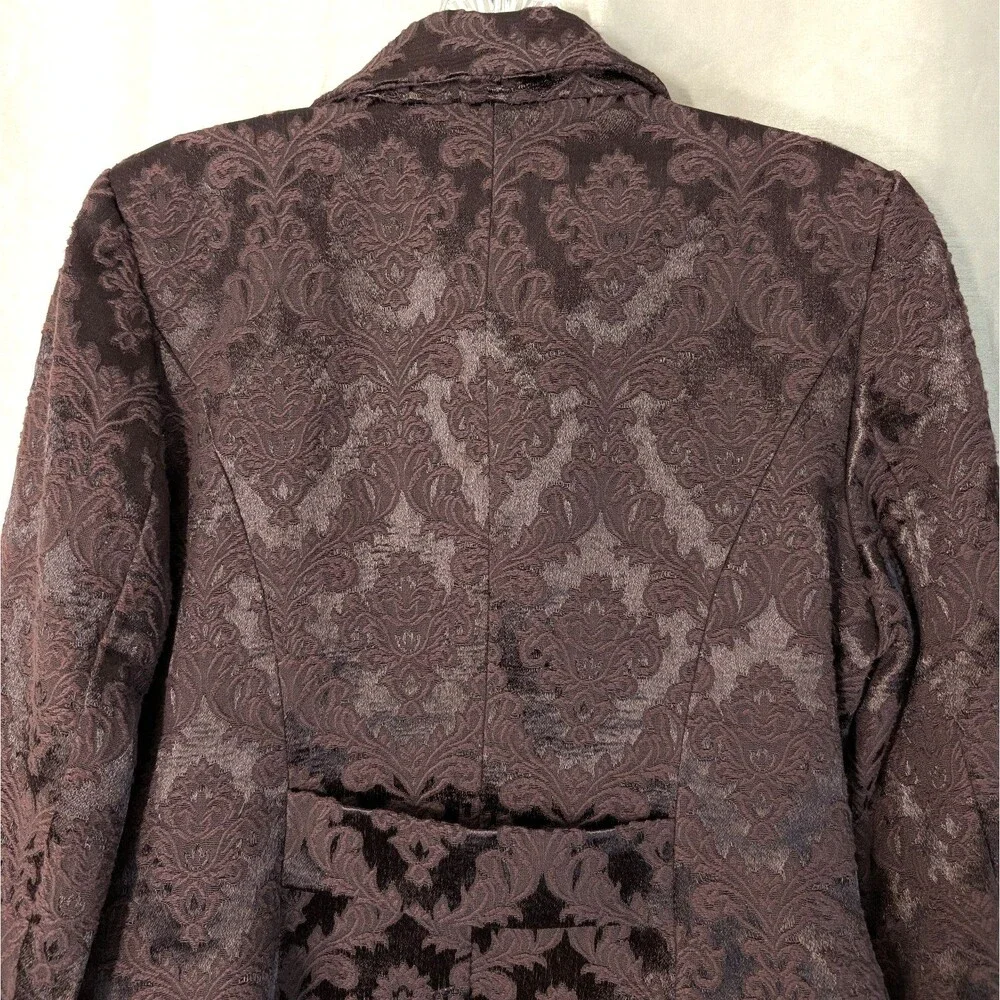 Apostrophe Women's Size 4 Brocade Satin Blazer Purple Whimsygoth Day to Evening - Picture 12 of 16